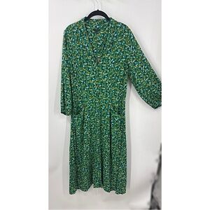 Talbots ditzy floral covered button front 3/4 sleeves and pockets shirtdress 12